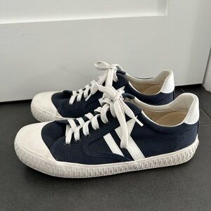 Celine Navy and Cream Canvas Sneakers